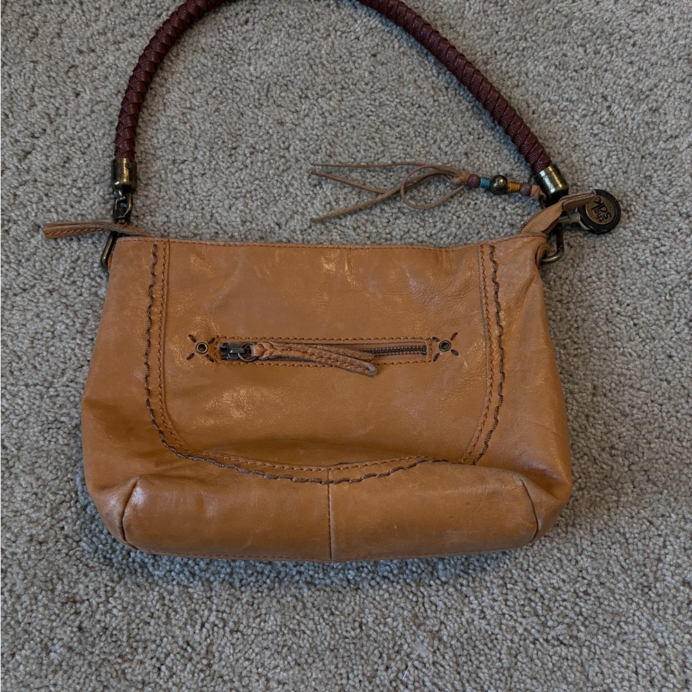 The Sak Tan Leather Shoulder Bag with Braided Handle